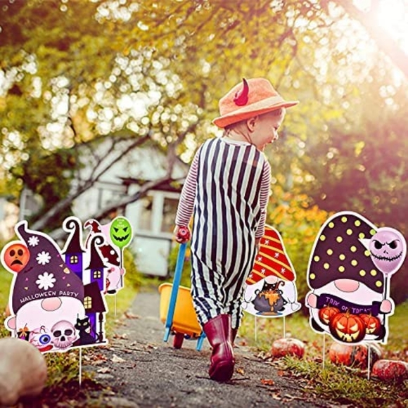 π₯4/$15 SET 9 PC HALLOWEEN GNOMES YARD STAKES DECORATIONS PARTY DECOR WATERPROOF - Picture 2 of 8